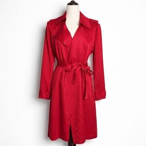 Bagatelle Red Lyocell Trench Coat XS Belted Lightweight Jacket
